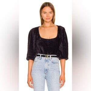 Free People Moonbeam Pullover Sweater in Black fur women’s size medium